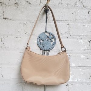 vintage beige nylon shoulder bag